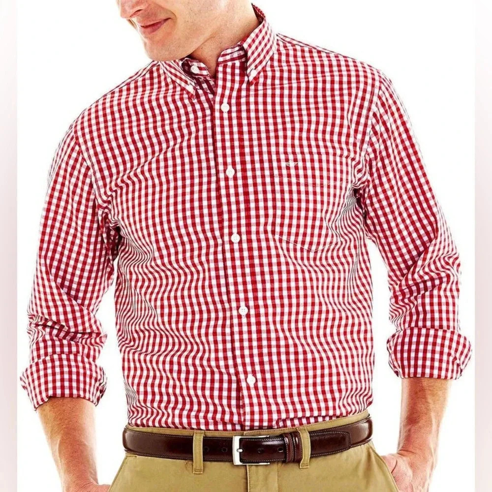 Dockers‎ Long Sleeve Gingham Shirt Red White size XL